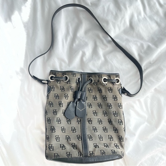 Dooney & Bourke Handbags - vintage dooney and bourke monogram canvas leather bucket bag made in usa